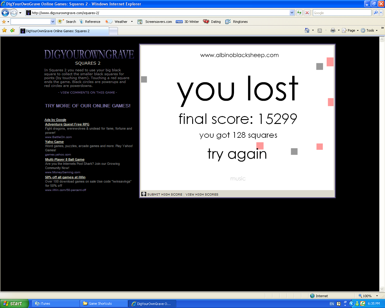 High score screenshot